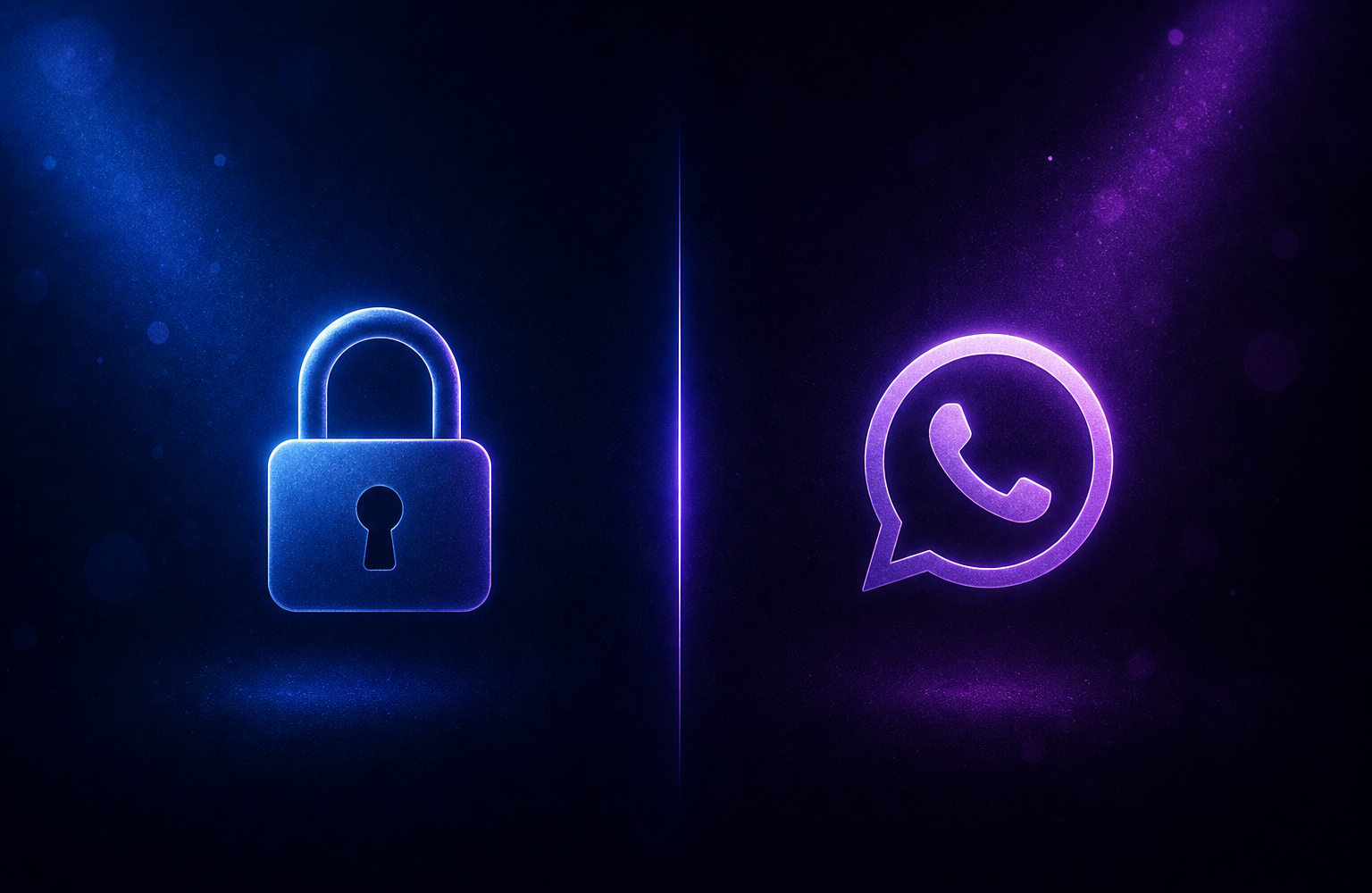 A padlock and a WhatsApp icon separated by a line, representing AI chatbot restrictions on WhatsApp