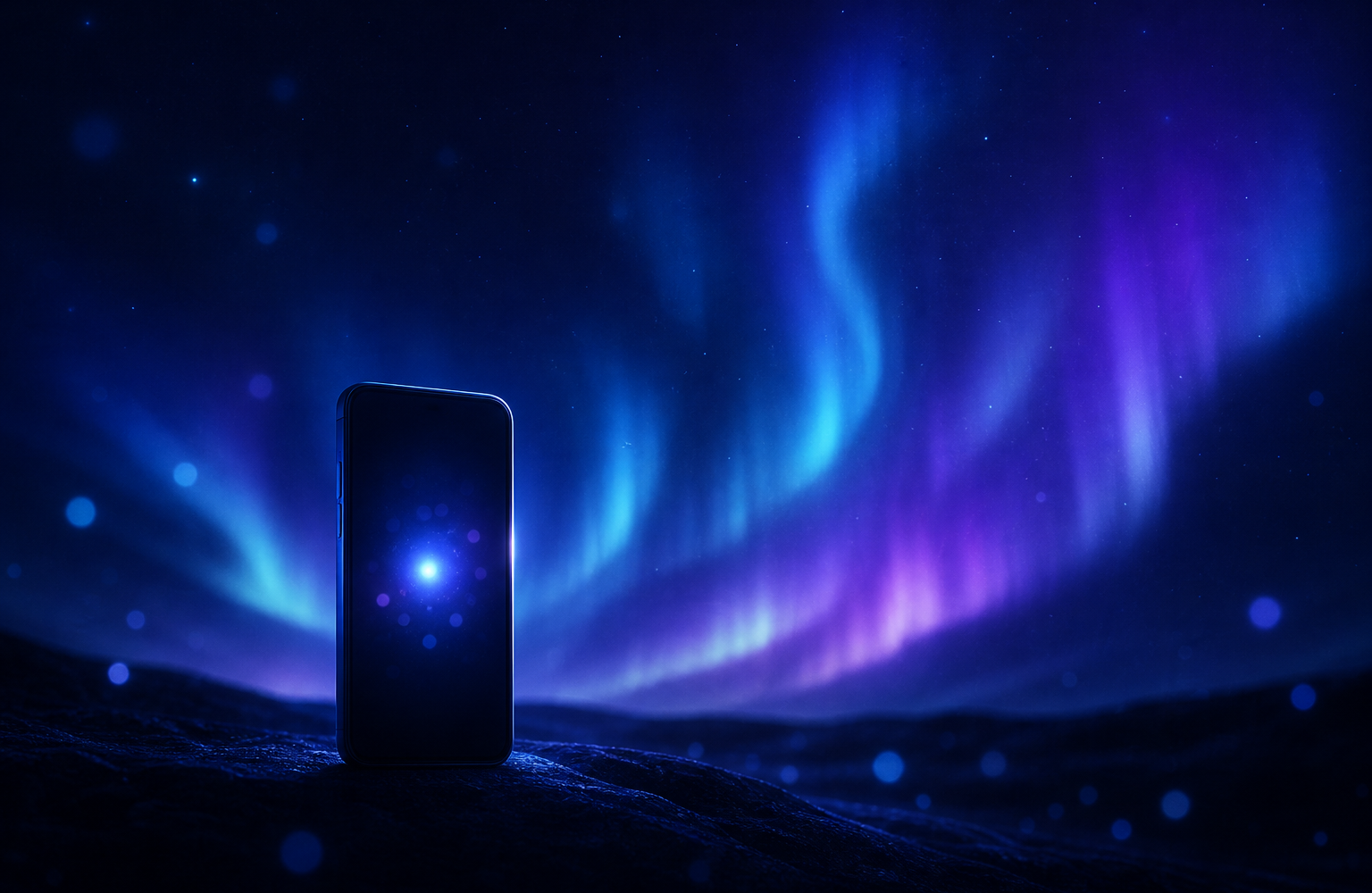 A glowing phone silhouette against a dark background, symbolizing local storage and data privacy