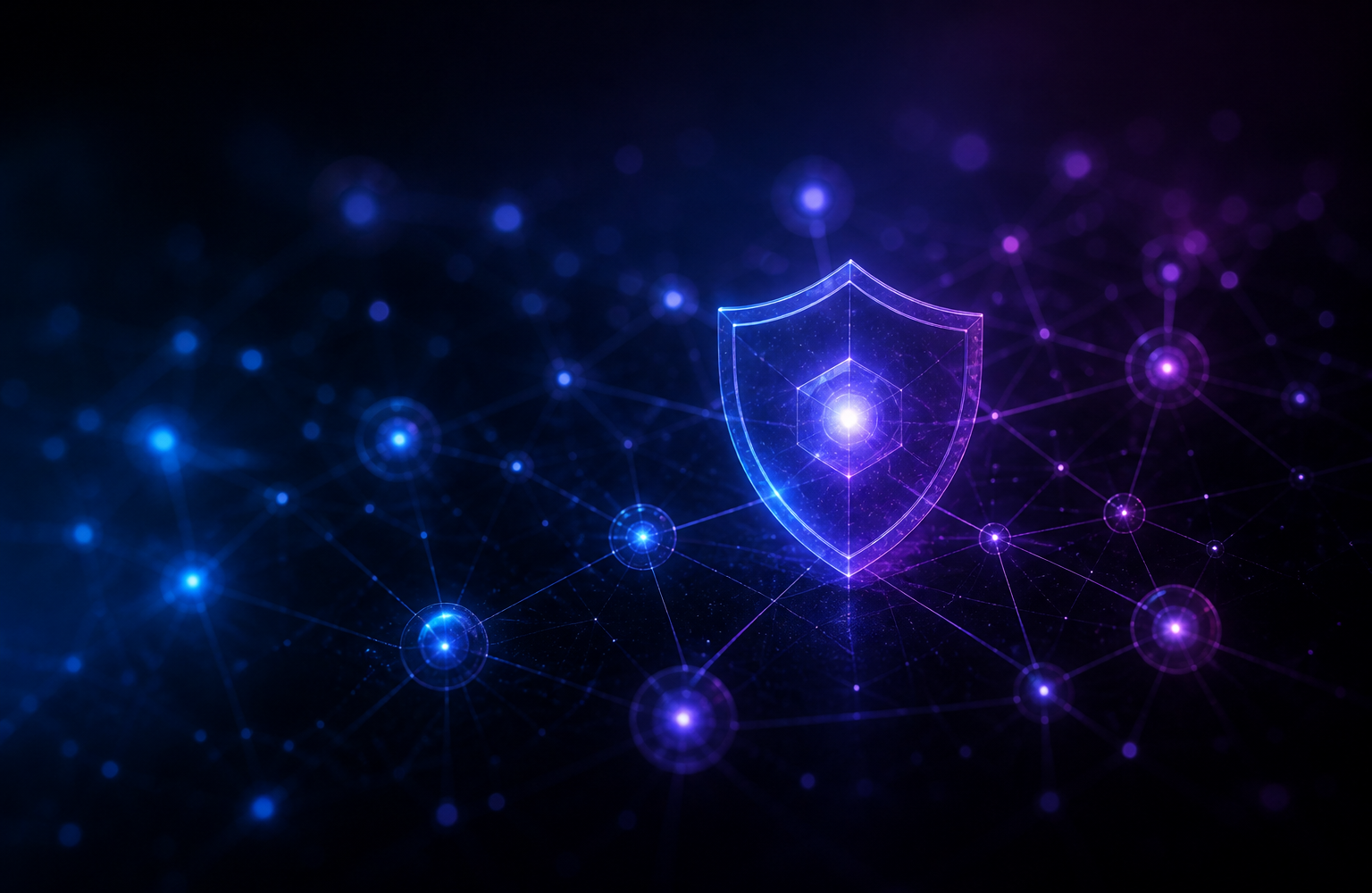 Glowing shield and network nodes representing self‑hosted WhatsApp automation without messaging caps