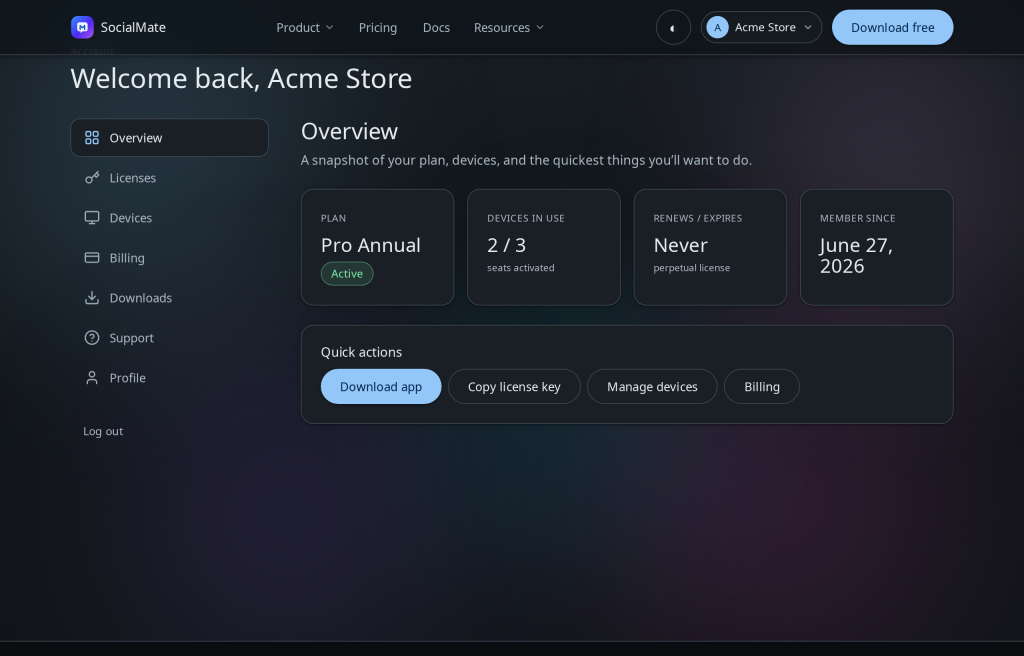 Manage your account data and privacy from the portal.