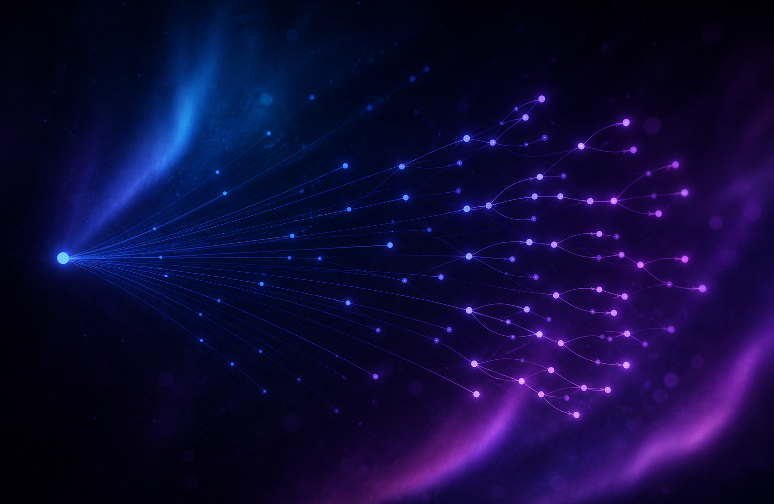 One broadcast signal splitting into many direct message threads